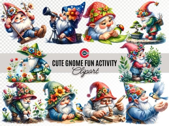 Download Cute Happy Gnome Fun with Nature Clipart - Clipart Collection