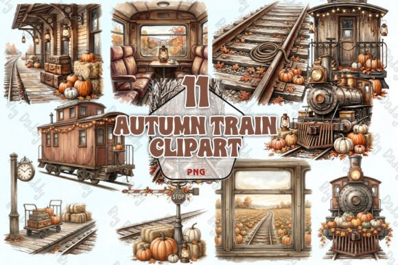 Download Autumn Train Watercolor Clipart PNG - Clipart Collection