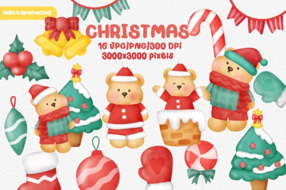 Download Watercolor Christmas Bundle Set Clipart - Clipart Collection