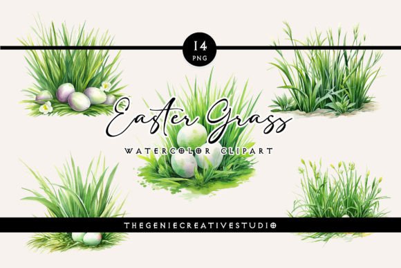 Download Watercolor Easter Grass PNG Clipart Set - Clipart Collection