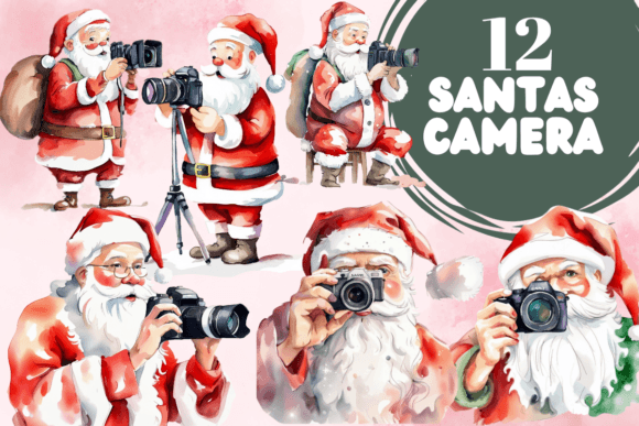 Download SANTAS CAMERA WATERCOLOR CLIPART - Clipart Collection