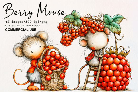 Download Cute Berry Mouse Watercolor PNG Clipart - Clipart Collection