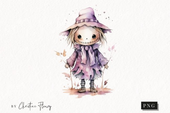 Download Watercolor Purple Scarecrow Clipart - Clipart Collection