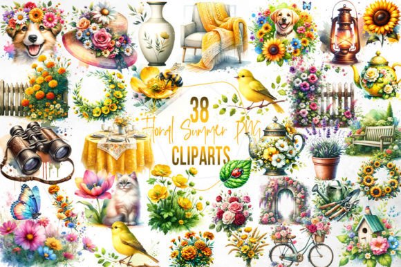 Download Watercolor Floral Summer Clipart Bundle - Clipart Collection