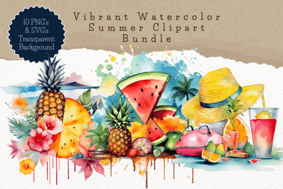 Download Vibrant Watercolor Summer Clipart Bundle - Clipart Collection