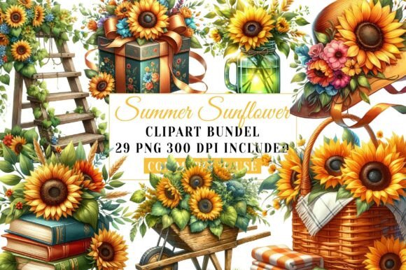 Download Watercolor Summer Sunflower Clipart Bund - Clipart Collection