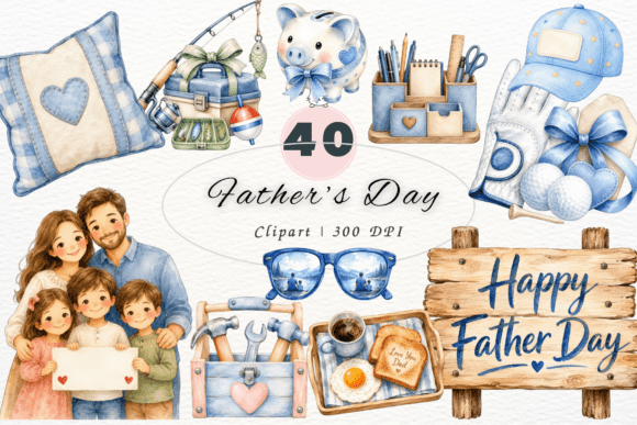 Download Father’s Day Watercolor Clipart PNG - Clipart Collection