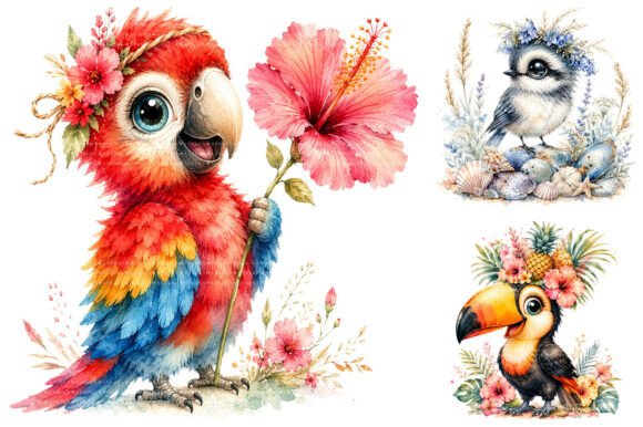 Download Whimsical Tropical Bird Clipart Bundle - Clipart Collection