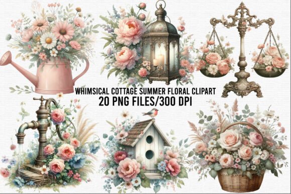 Download Whimsical Cottage Summer Floral Clipart - Clipart Collection