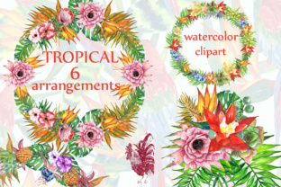 Download Tropic Watercolor Clipart TROPICAL FLOWERS Tropical Wreaths Flower Bouquets Summer Clipart - Clipart Collection