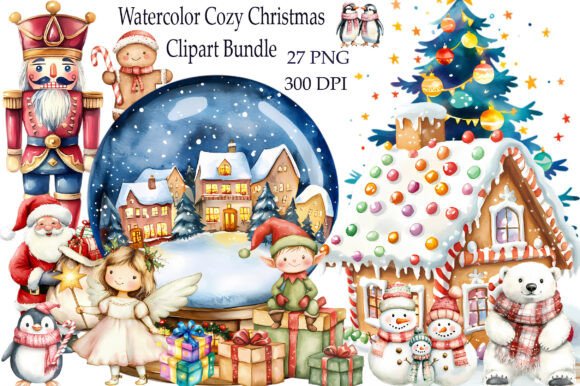 Download Watercolor Cozy Christmas Clipart Bundle - Clipart Collection
