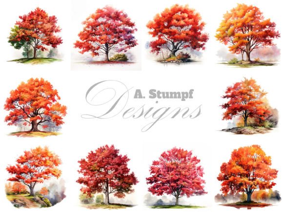 Download Maple Tree Watercolor Nature Clipart Set - Clipart Collection