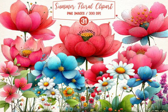 Download Whimsical Summer Floral Clipart - Clipart Collection