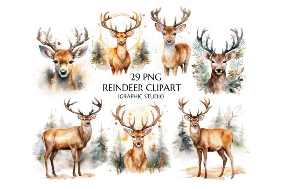 Download Watercolor Reindeer Clipart - Clipart Collection