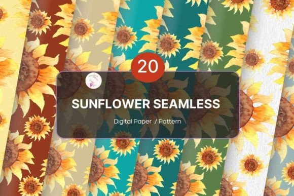 Download Sunflower Watercolor Digital Paper Pack - Digital paper Collection
