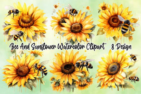 Download Bee and Sunflower Watercolor Clipart - Clipart Collection