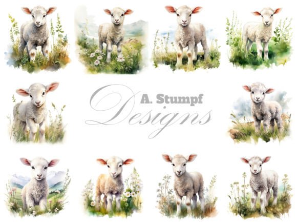 Download Lamb Watercolor Farm Animal Clipart Set - Clipart Collection