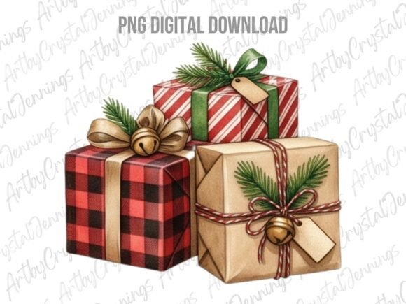 Download Watercolor Christmas Gifts Clipart PNG - Clipart Collection