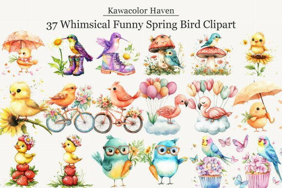 Download Whimsical Funny Spring Bird Clipart - Clipart Collection