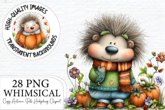 Download Whimsical Cozy Fall Hedgehog Clipart - Clipart Collection