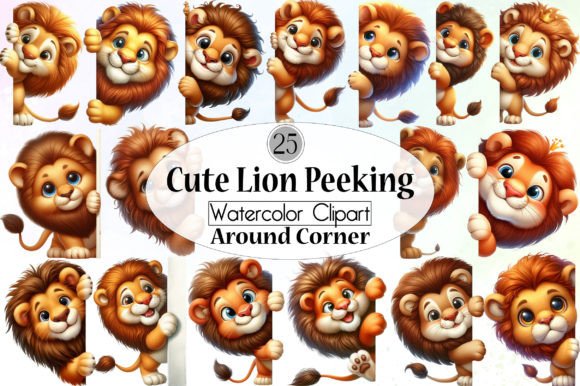 Download Cute Lion Peeking Around Corner Clipart - Clipart Collection