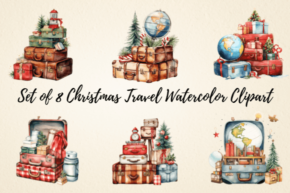 Download Christmas Travel Watercolor Clipart - Clipart Collection