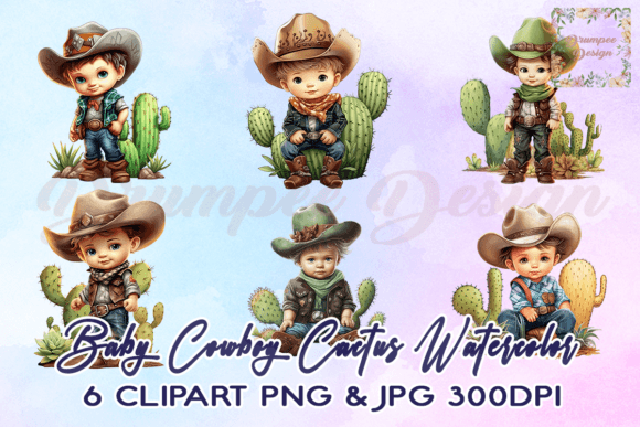 Download Baby Cowboy Cactus Watercolor Clipart - Clipart Collection