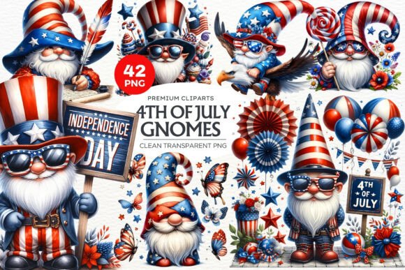 Download 42 4th of July Gnomes Clipart Bundle - Clipart Collection
