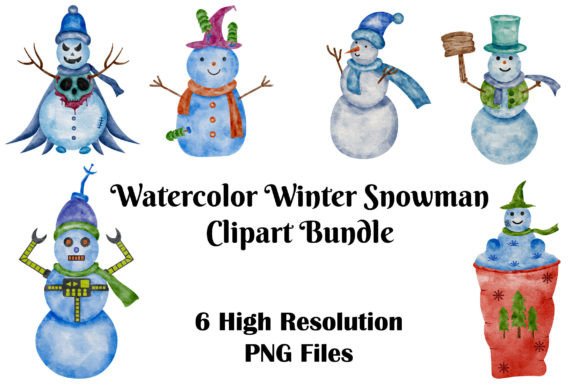 Download Watercolor Winter Snowman Clipart Bundle - Clipart Collection