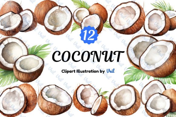 Download Coconut Clipart Watercolor Bundle - Clipart Collection