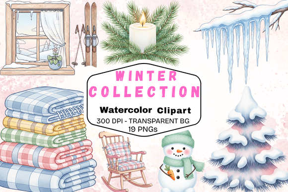 Download Cozy Winter Watercolor Clipart Bundle - Clipart Collection