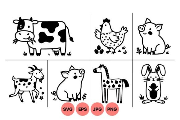 Download Cute Farm Animal Clipart Set - Clipart Collection