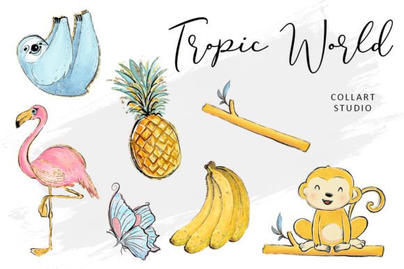Download Tropic World Cute Clipart Set, Animals - Clipart Collection