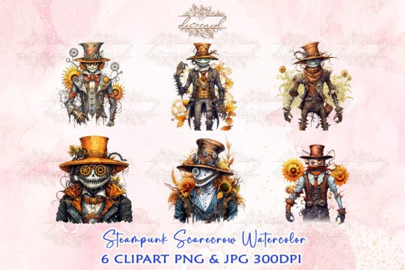 Download Steampunk Scarecrow Watercolor Clipart - Clipart Collection