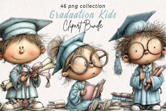 Download Whimsical Graduation Kids Clipart - Clipart Collection