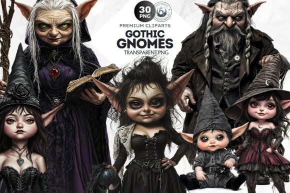 Download 30 Gothic Gnome Clipart Set Bundle - Clipart Collection
