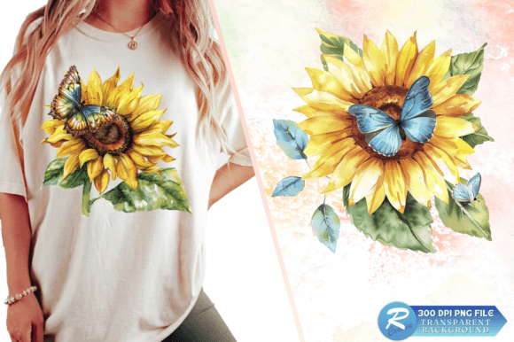 Download Sunflower with Butterfly Clipart Design - Clipart Collection