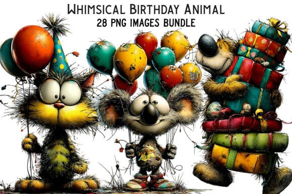 Download Whimsical Birthday Animal Clipart Bundle - Clipart Collection