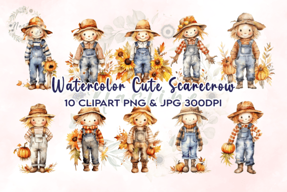 Download Watercolor Cute Scarecrow Clipart - Clipart Collection