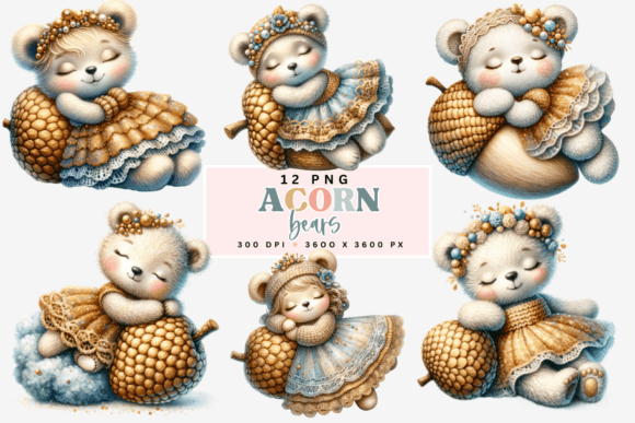 Download Cute Autumn Acorn Bears Clipart - Clipart Collection