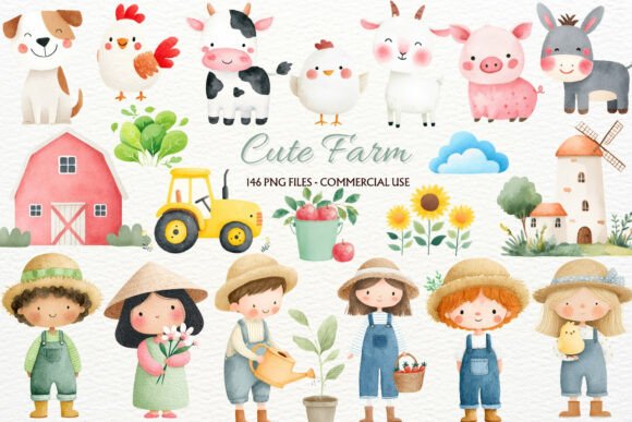 Download Rustic Farm Animals Nursery Clipart PNG - Clipart Collection