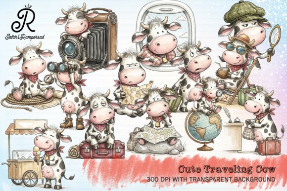Download Cute Traveling Cow Clipart - Clipart Collection