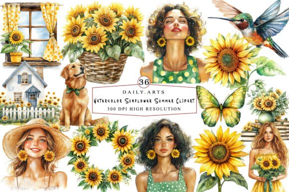 Download Watercolor Sunflower Summer Clipart - Clipart Collection