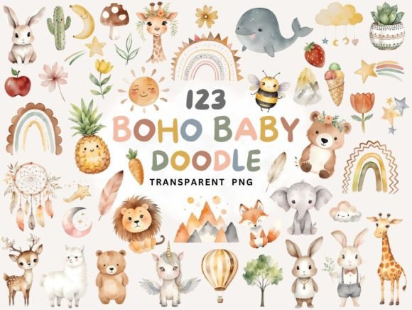 Download Boho Baby Watercolor Clipart PNG - Clipart Collection