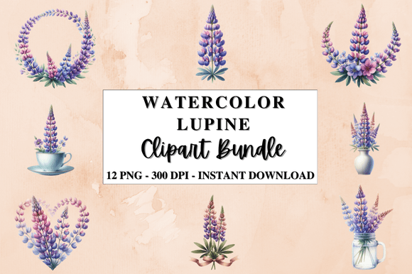 Download Watercolor Lupine Clipart Bundle - Clipart Collection