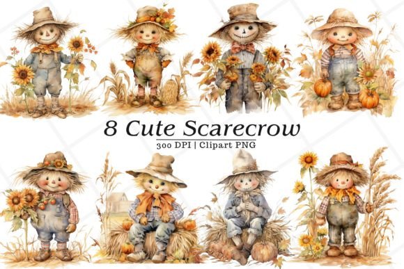Download Cute Scarecrow Watercolor Clipart - Clipart Collection