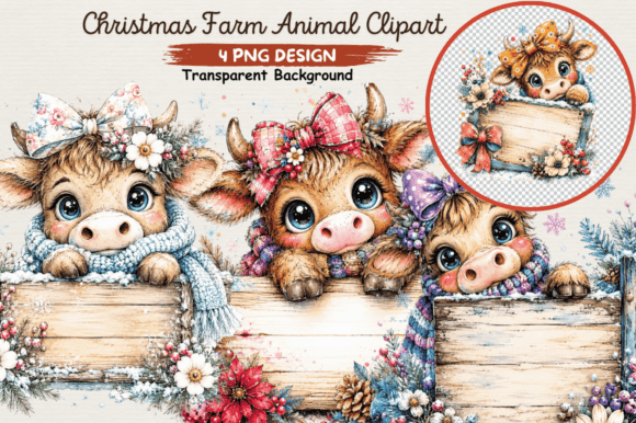 Download Christmas Farm Animal Clipart PNG - Clipart Collection