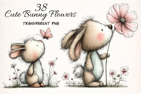 Download Cute Bunny Flowers Clipart - Clipart Collection