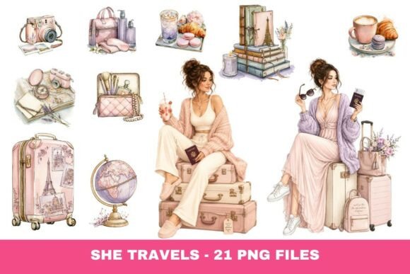 Download She Travels - a Dreamy Clipart - Clipart Collection