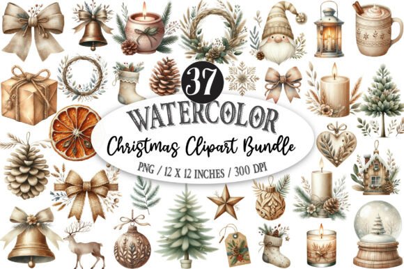 Download Neutral Rustic Christmas Clipart Bundle - Clipart Collection